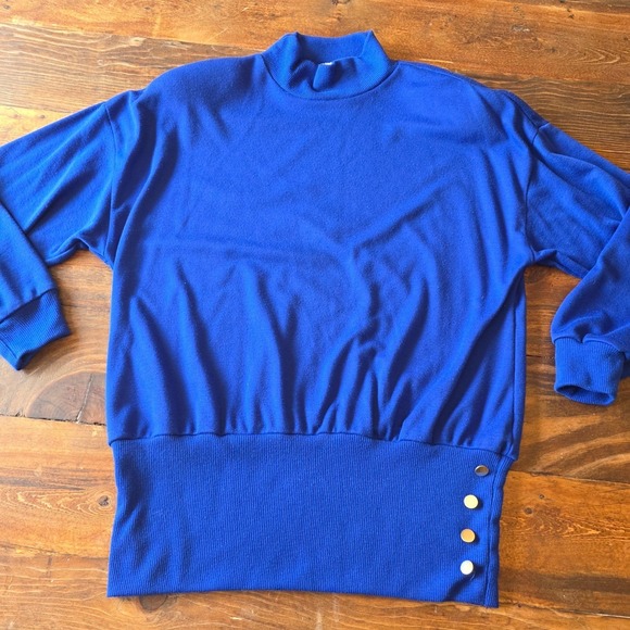 Vintage Russ Studio Cobalt Blue Knit Skirt Set Mock‎ Neck Top Made USA - Picture 6 of 14